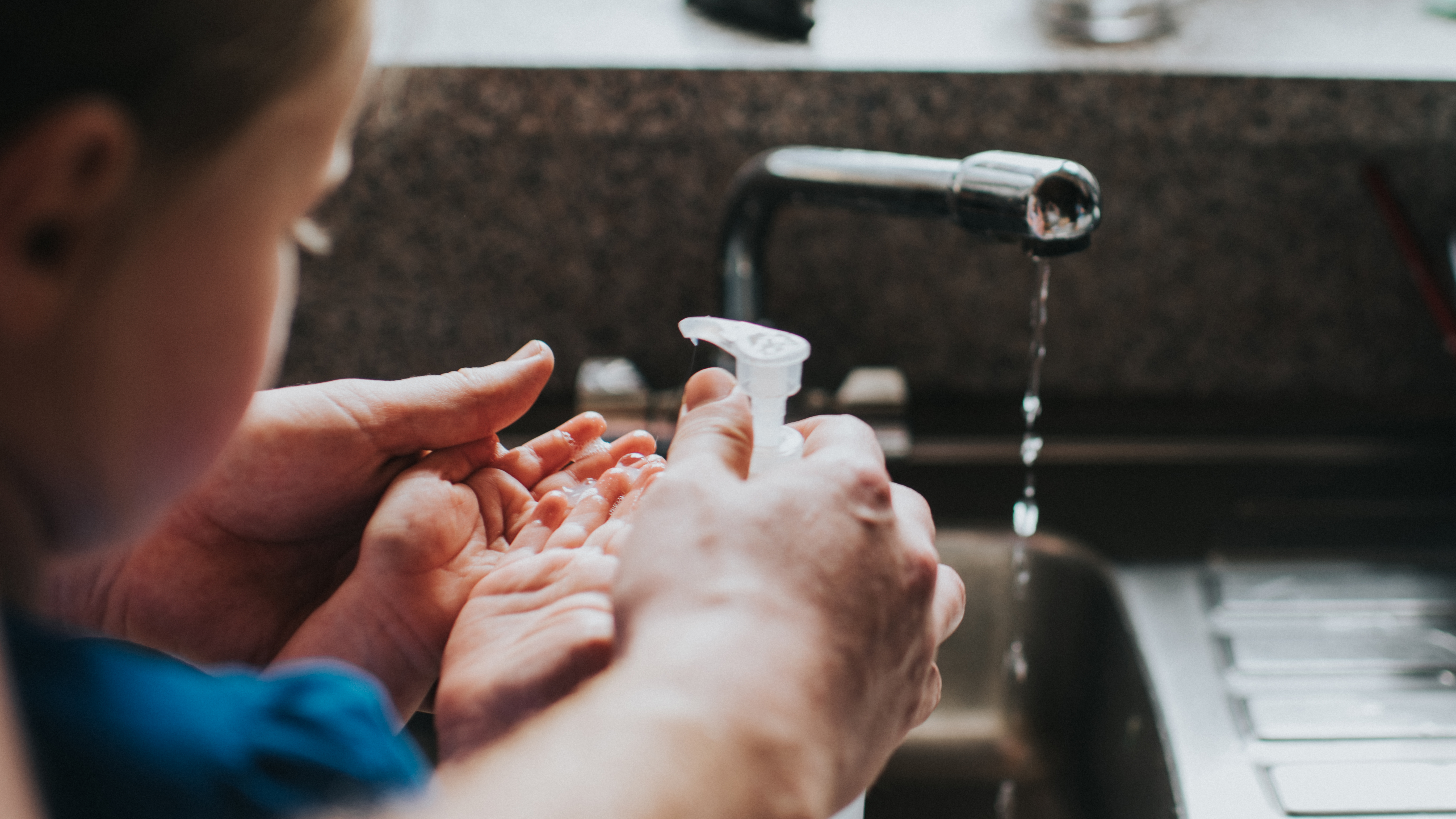 Family washing hands