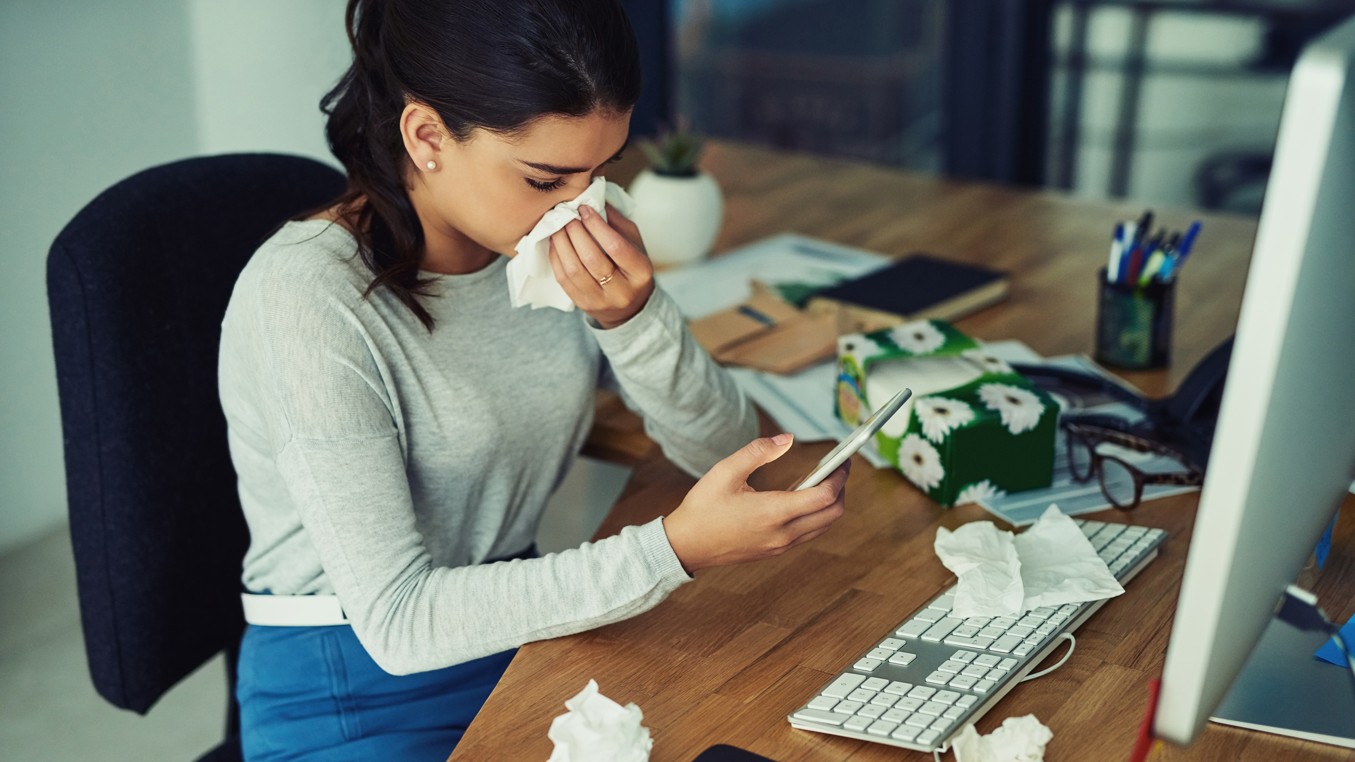 Krank von zu Hause aus arbeiten