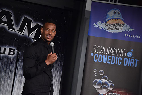Marlon Wayans hosts the Scrubbing the Comedic Dirt comedy show for  Scrubbing Bubbles® in New York City