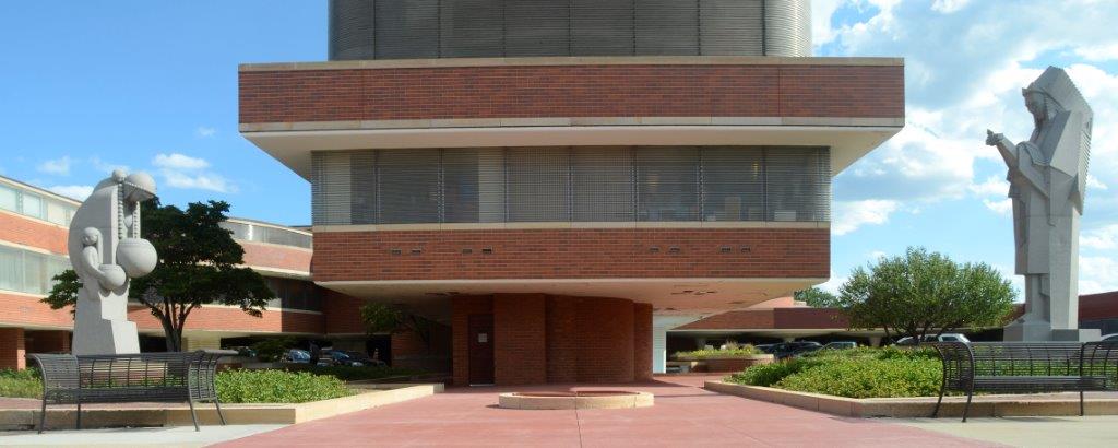The base of the Frank Lloyd Wright-designed SC Johnson Research Tower