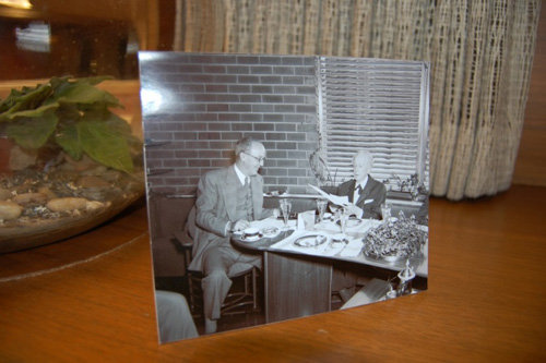 A historical photo of H.F. Johnson, Jr. and Frank Lloyd Wright at SC Johnson