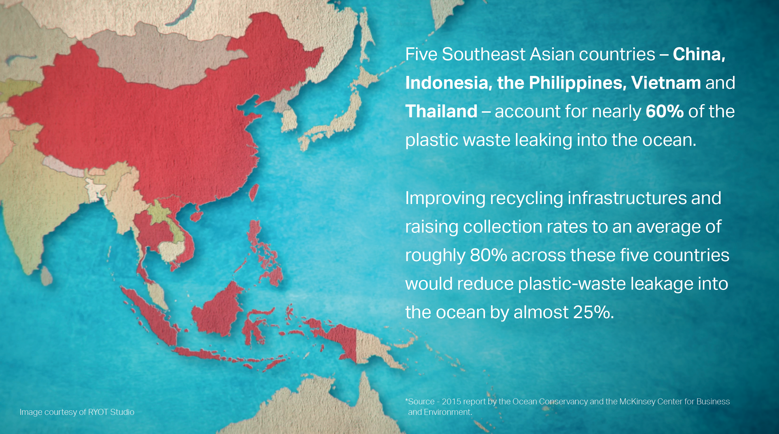 Improving recycling infrastructures is key to keeping plastic out of the ocean.