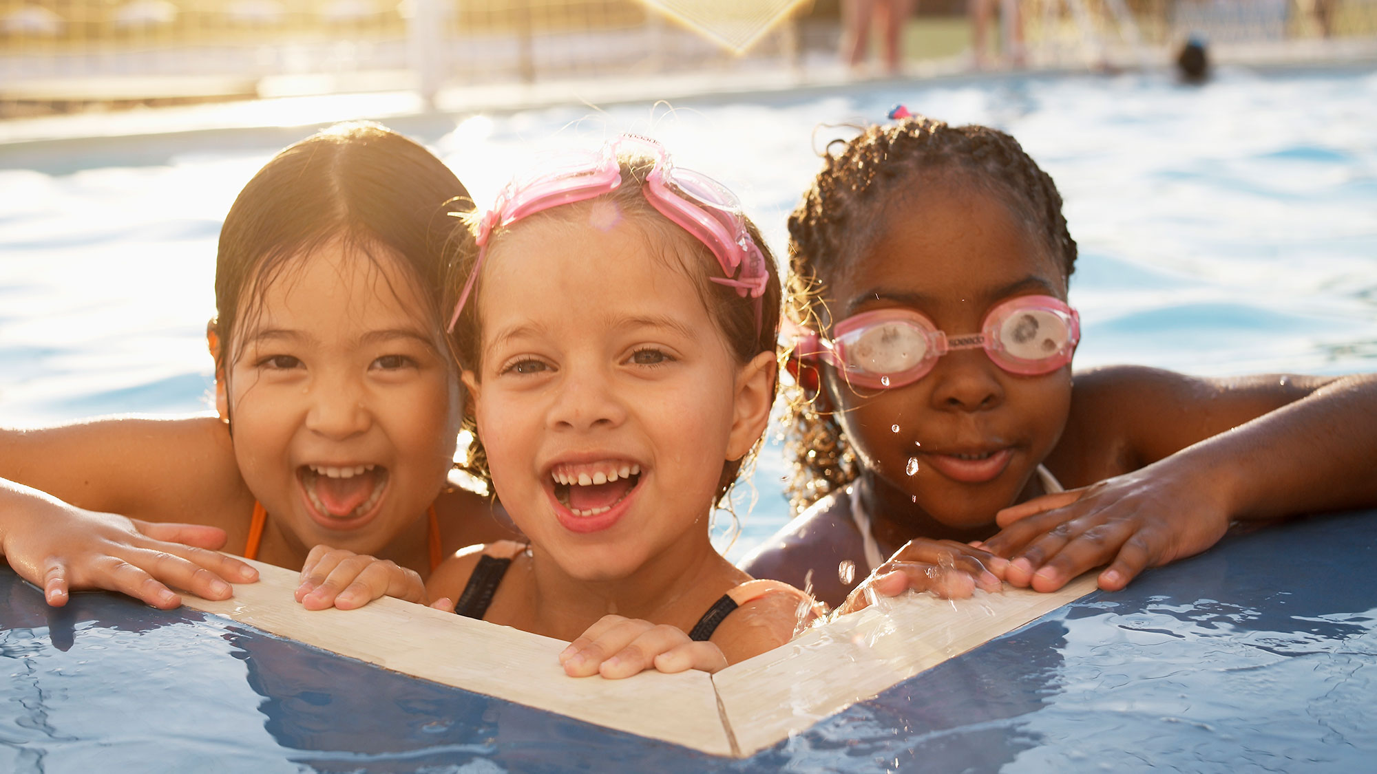 kids at a swimming pool