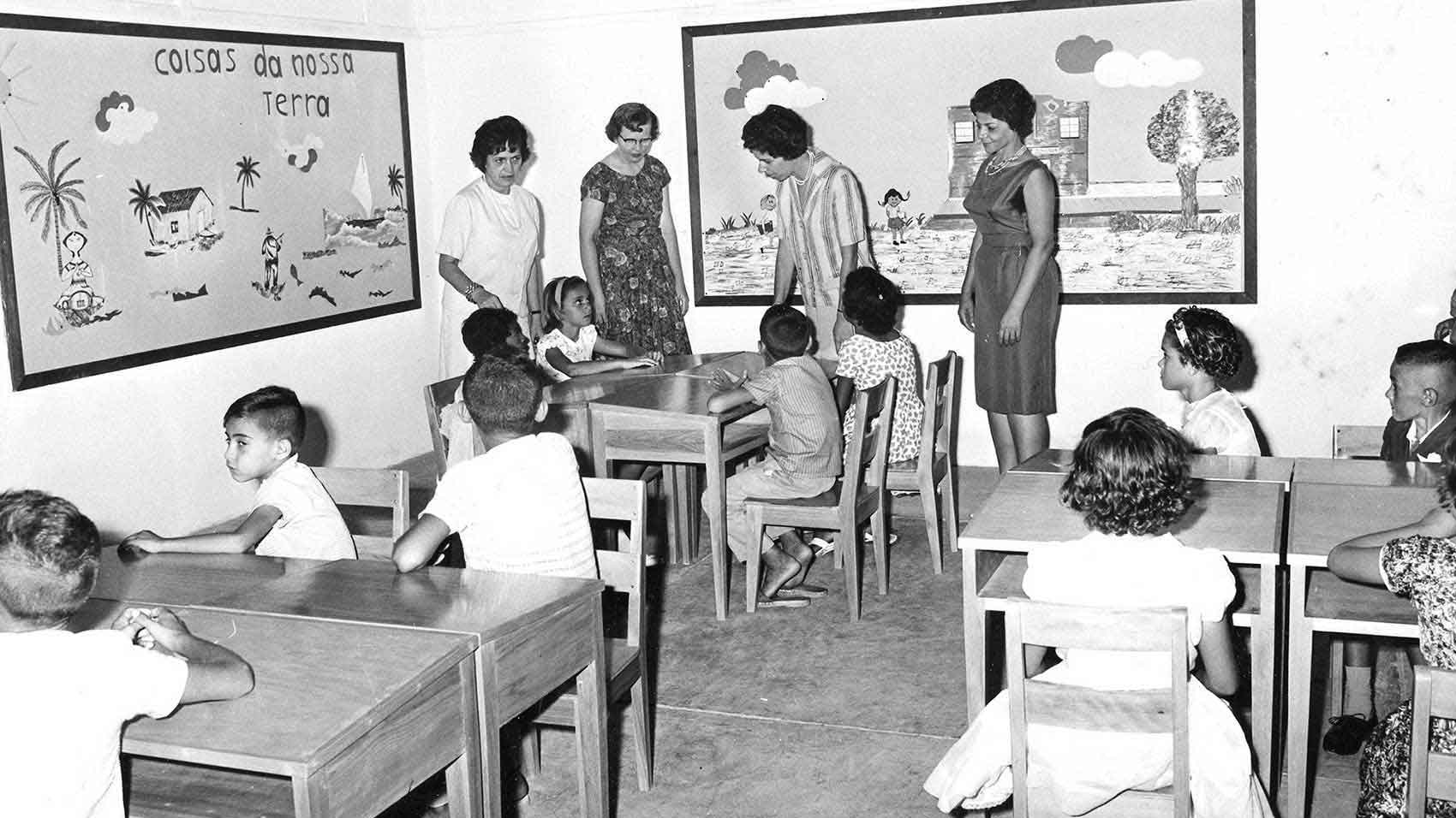 Escola Johnson na época em que foi fundada na década de 1960