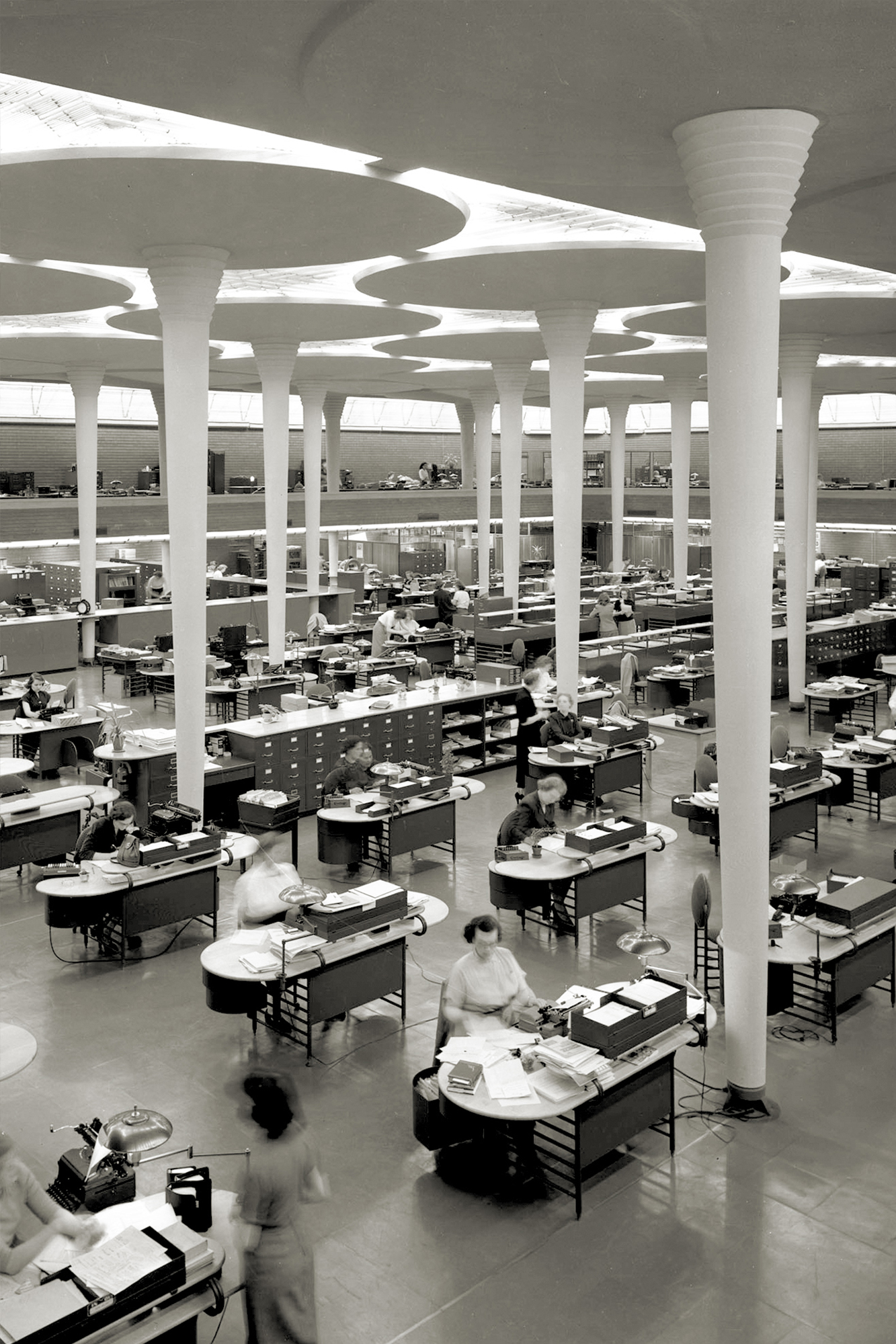 Colunas dendriformes de Frank Lloyd Wright na SC Johnson