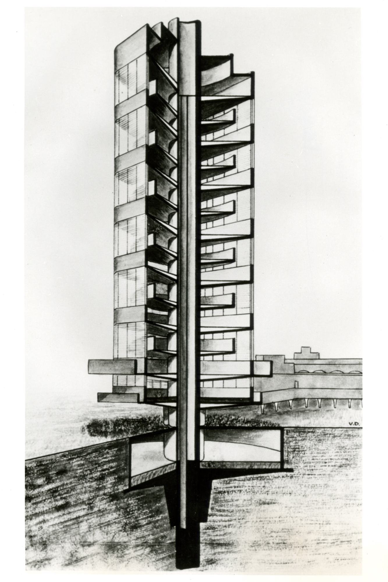 SCジョンソン社リサーチタワーの断面図