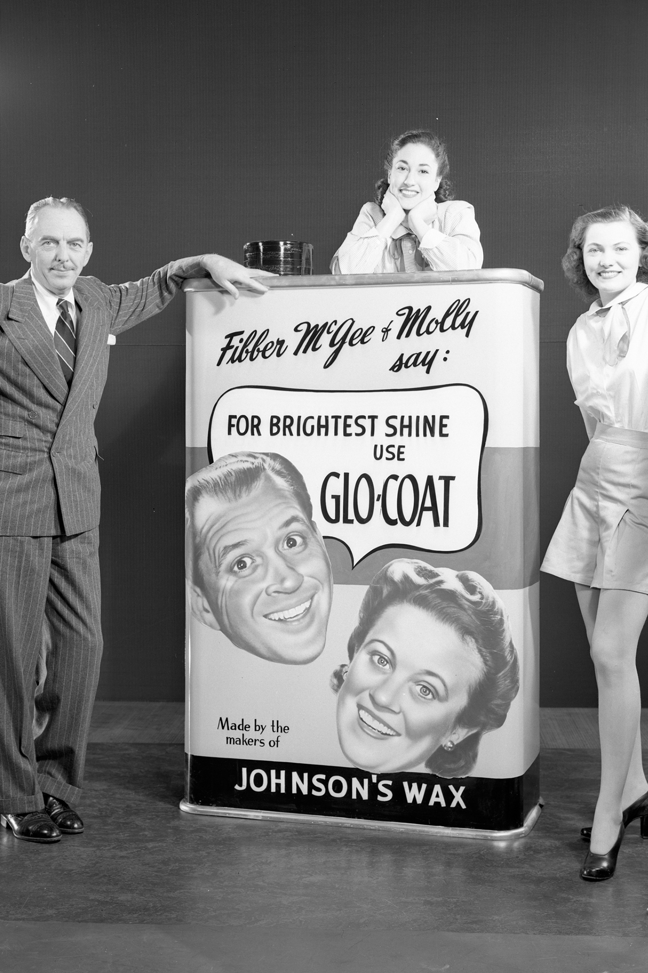 Publicité Glo-Coat™ vintage, tirée du programme radio Fibber McGee and Molly.