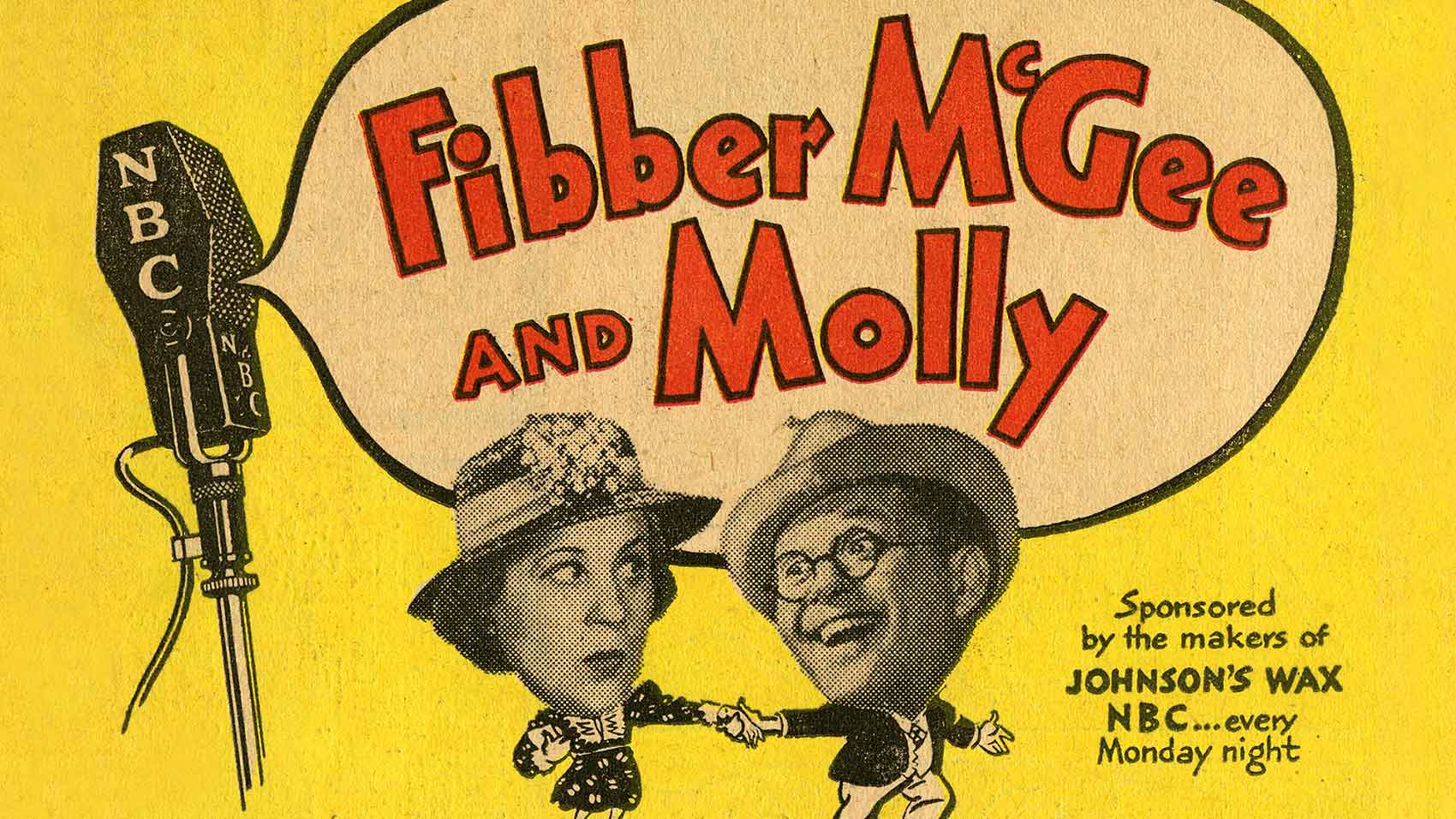 Alte Radioanzeige aus dem Comedyklassiker „Fibber McGee and Molly“. 