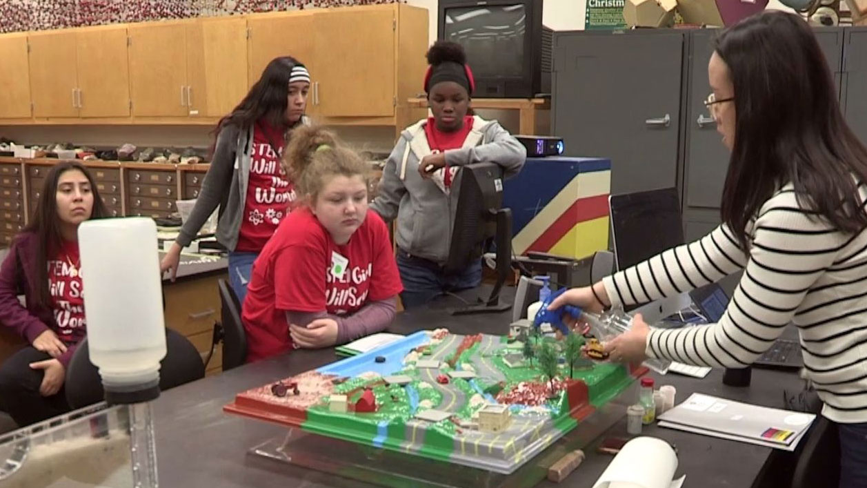 students in a science lab